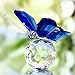 H&D Crystal Flying Butterfly with Crystal Ball Base Figurine Collection Cut Glass Ornament Statue Animal Collectible (Blue)