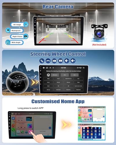 8 Core 2G+64G CAMECHO Android 13 for BMW 1 Series E81 E82 E87 E88 with Navi Carplay Android Auto, 9 Inch Double DIN Display Car Radio with Bluetooth5.0 FM/RDS 32EQ DSP SWC