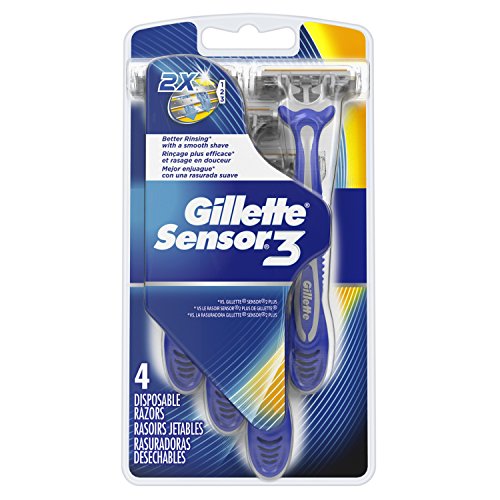 Gillette Sensor3 Smooth Shave Disposable Razor, 4 Count