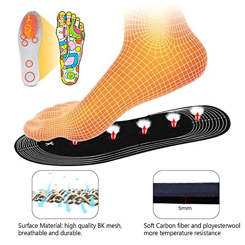 Risunpet Gold-Crown Rechargeable Heated Insoles Foot Warmers for Men and Women, Winter Heating Shoe Insert Warm Feet for Hunting Fishing Skiing, Camping