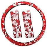 OxGord Hawaiian Flat Cloth Steering Wheel Cover, Red
