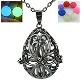 Noctilucence Teardrop Locket Cage Box Black Necklace Fragrance Aromatherapy Essential Oil Diffuser