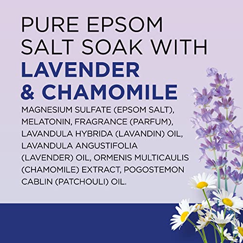 DR TEAL’S PURE EPSOM SALT SOAK, SLEEP BLEND WITH MELATONIN, LAVENDER & CHAMOMILE ESSENTIAL OILS, 3 LBS