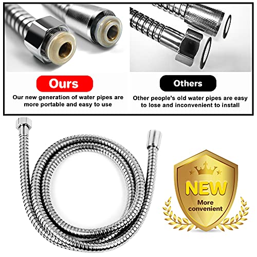 High Pressure Shower Heads, Handheld Turbo Fan Shower, Hydro Jet Shower Head Kit with Replacement Hose/Bracket/Cotton Filters and Bath Loofah, One Key Pause Switch 360 Degrees Rotating