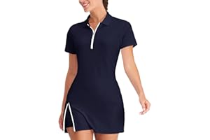 Hiverlay Tennis Dresses for Women with 2 Pockets Built in Shorts UPF 50+ Golf Dress Workout Athletic Dresses