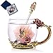 r's Day Gifts For MomClear Glash Spoon Set Unique Rose Flower Enamel Design Valentine's Day Birthday Decoration Wedding Gift (Box Short Red)