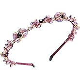 Urieo Purple Rhinestone Head Band for Women Crystal Thin Hairbands Bling Parties Hairhoop Hair Accessories