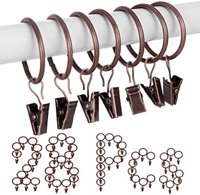 Dezene Cafe Curtain Rings 28 Pack 1 25 Inch Metal Bronze Clip