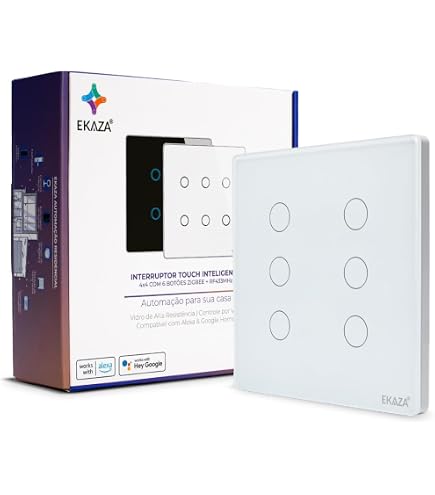 ヨッチ EKAZA Interruptor Inteligente de Parede, Touch, 4x4, com 6 Botões