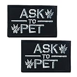 GrayCell Ask to Pet Dog Embroidered Tactical Morale Patch for Dog Harness & Vest- Set of 2