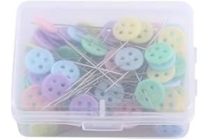 HILITAND 100pcs DIY Sewing Quilting Quilter's Pins Quilting Tool Head Pins Boxed Childhood Colors(Button Money)