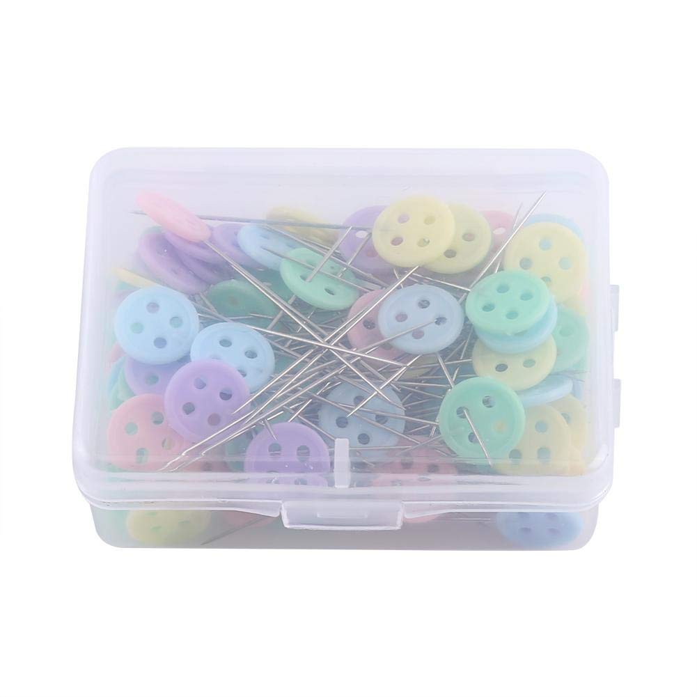 Sewing Pins,100pcs DIY Sewing Head Pins,Sewing Quilting Tool,Pins Head Boxed Positioning Patchwork Sewing Supplies for Dressmaker(4 Types)(Button)