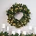 National Tree Company Pre-Lit Artificial Christmas Wreath, Green, Carolina Pine, White Lights, Decorated with Pine Cones, Christmas Collection, 24 Inches