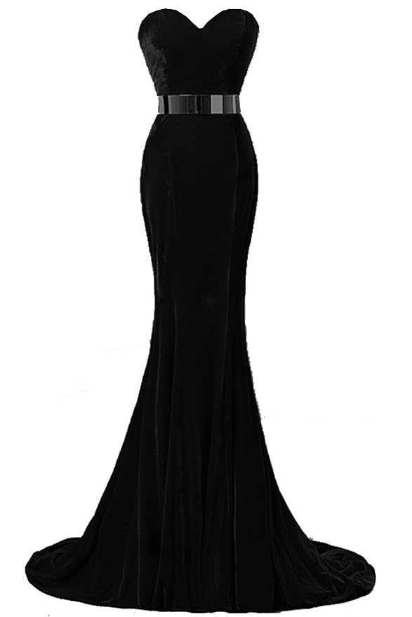 YSFS Women's Velvet With Belt Long Evening Dress Prom Gown