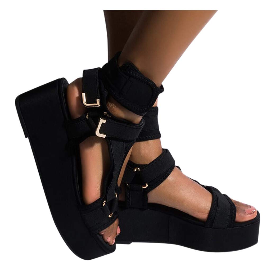 Sandals For Women Wedge 2021 Fashion Rainbow Ankle Buckle Sandals