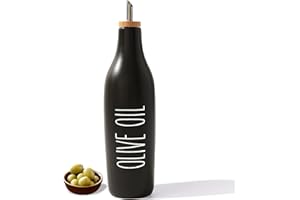 HOMCDALY Ceramic Olive Oil Dispenser Bottle, Black Oil Dispenser Bottle for Kitchen, Large Capacity 16.9oz Oil and Vinegar Bo