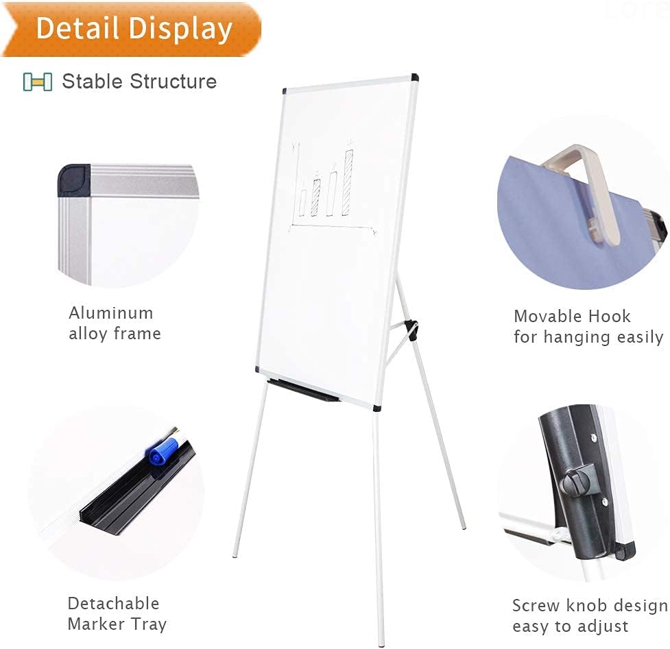 VIZ-PRO Magnetic Portable Easel Dry Erase Board, Flipchart Easel Stand Tripod Whiteboard, 24"W x 36"L : Office Products