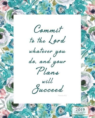 Plans Will Succeed 2019 Weekly Monthly: 12 Month Inspirational Christian Planner Desktop Diary with Vertical Calendar Days & Appointment Agenda Paperback – September 10, 2018