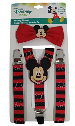 Disney Mickey Mouse Red/Black Striped Suspenders and Bowtie Set - Toddler Boys [5013]