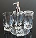4-Piece Crystal-Clear Acrylic Plastic Ice Cube Square Heavy Base Bathroom Accessory Set - Lotion Dispenser, Toothbrush Holder, Soap Dish, Tumbler BTSQ-CL