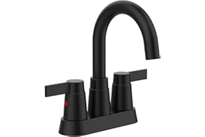 SUPWORK Bathroom Faucet Matte Black 4 Inches Bathroom Sink Faucet Vanity Faucet Modern Bathroom Faucets Lavatory Faucet Lead-Free