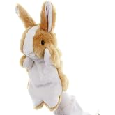 Bunny Hand Puppets Rabbit Plush Animals Toys for Kids Imaginative Pretend Play Storytelling (Brown)