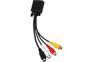 Bewinner VGA to SVideo & Composite AV Adapter Cable, 15-Pin DSub Male to 4-Pin SVideo & Female, Convert PC/Laptop VGA Output 