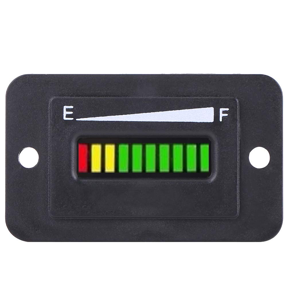 Bediffer LED Battery Indicator, LED Digital Battery Indicator Meter Gauge LED Battery Gauge Low Warning for Cart 12V/24V/36V/48V (12/24V),Instruments