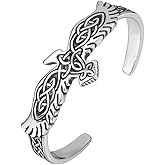 TURTLEDOVE Raven Celtic Knot Bracelet - Stainless Steel Celtic Eagle Cuff Bangle - Viking Jewelry Gift