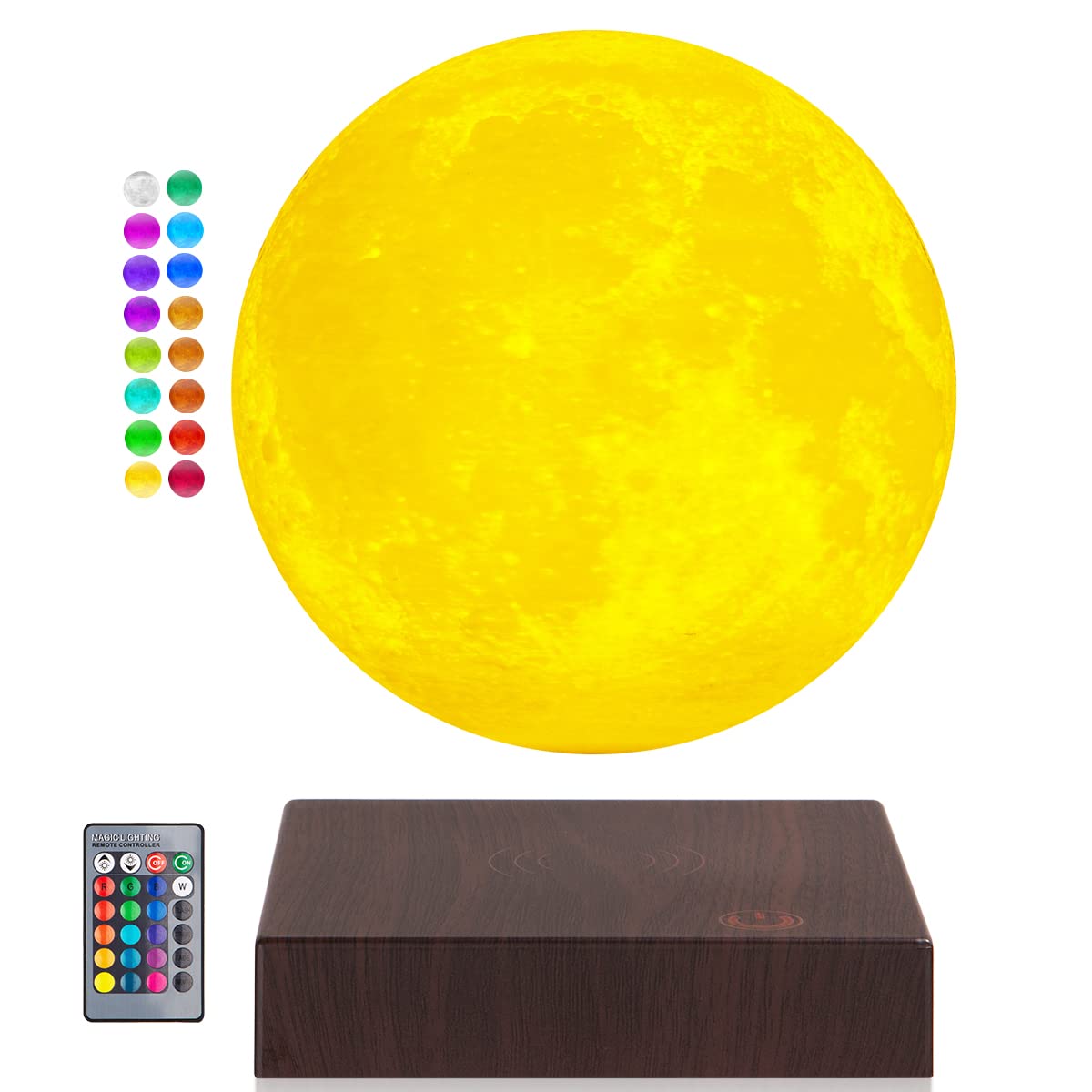 DIDWI Floating Moon Lamp, 16 Color LED Magnetic Levitating Spinning 3D Printing Globe Mood Light Night Lights Unique Gifts for Thanksgiving Christmas, Room Office Decor