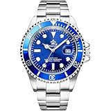 REGINALD Men's Luminous Watch Rotatable Bezel Sapphire Glass Blue Dial Stainless Steel Quartz Watches 40M