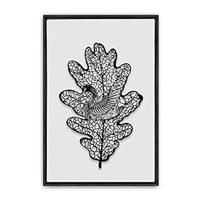 Framed Canvas Wall Art Black Leaves Canvas Prints Home Artwork Decoration for Living Room,Bedroom - 16x24 inches