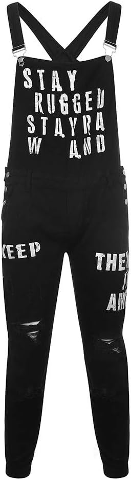 LiLiMeng 2019 New Mens Hole Pocket Jeans Overall Jumpsuit Streetwear Overall Suspender Pants Letter Print Slim Strap Shorts