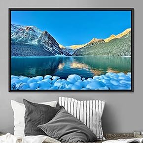 signwin Framed Canvas Wall Art Winter Lake Aerial...