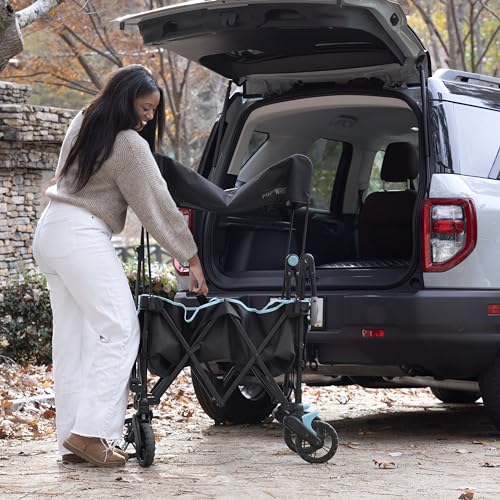 INGENUITY INGENUITY POP ‘N RIDE LIGHTWEIGHT STROLLER WAGON – FACE-TO-FACE SEATS FOR 2 WITH 3-POINT HARNESSES & SUN CANOPY