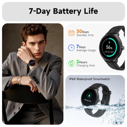 Smart Watch for Men Women, 1.27" HD Touchscreen Fitness Tracker, Bluetooth Calling, AI Built-in, 100+ Sports Modes, Heart Rate Sleep Monitor, IP68 Waterproof, Smartwatch for Android iPhone