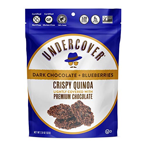 UNDERCOVER Quinoa Variety Sampler - Chocolate Crispy Quinoa Snack (8 bags): 2 Milk Choc, 2 Dark Choc+Sea Salt, 2 Dark Choc+Blueberries, 1 Milk Choc+Currants, 1 Dark Choc+Seeds, Gluten-Free/Nut-Free - Thumbnail 3