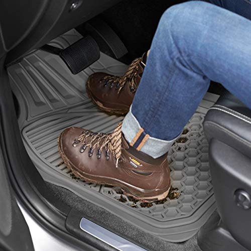AmazonBasics 4 Piece Heavy Duty Car Floor Mat, Gray