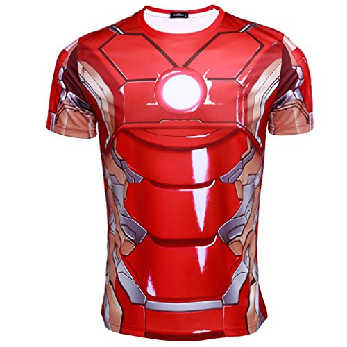 Cos-me The Avengers 2 Cosplay Iron Man Tony Stark T-shirt for Men Costume