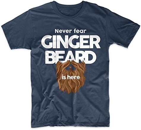 Never Fear Ginger Beard Is Here Hero Funny Men's T-Shirt Navy Blue Medium