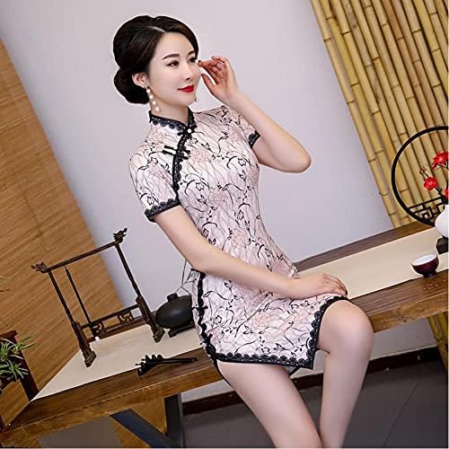 Lace Cheongsam Dress Retro Dress Slim Knee-Length Cheongsam Women'S Short  Sleeves price in Saudi Arabia | Amazon Saudi Arabia | kanbkam