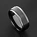 MNH Men's 8mm Tungsten Carbide Wedding Band Brushed Matte Finish Beveled Polished Black Rings Size 10