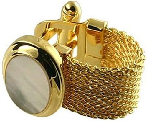 Cuff links Wrap Around Double Cufflinks~Strap~Watch Strap Gold-tone Mother Of Pearl Cufflinks + Hand Made Pouch