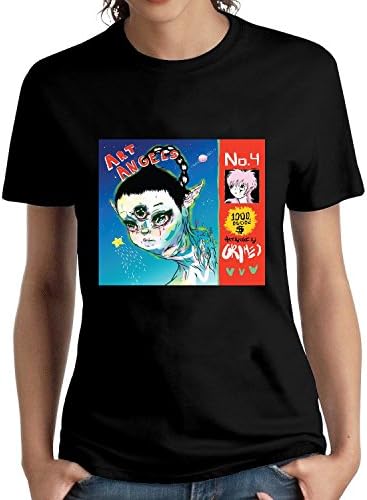 SIXFINE Womens Gri Six Mes Album Art Angels Short Sleeve Shirt Tees Black Medium