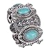 Tzou Vintage Tibetan Silver Ethnic Gothic Oval Turquoise Inlay Wide Bangle Women