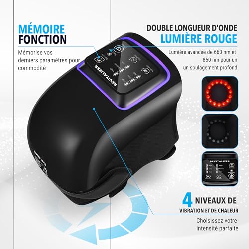 FORTHiQ Pro+ Knee Massage with Heat and Red Light, 6-in-1: Heat, Double Wavelength Red Light and Vibration - Wireless, Portable, Rechargeable, Memory Function, Adjustable Bands