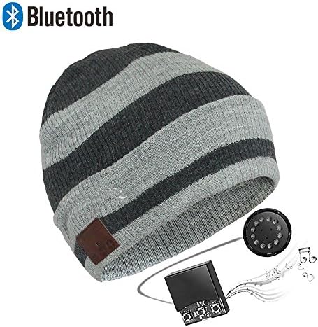 Zibaar Bluetooth Beanie Bluetooth Beanie Hat Wireless Headphone Hat Bluetooth Headphone Hat Combined with Smart phones Hands Free Talking Mix Color Knitting Cuff Design Unisex Light Grey