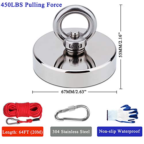 image for EVISWIY Fishing Magnets Kit Dia. 67mm 2.63