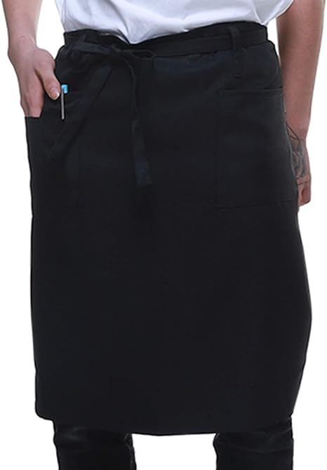 Amazon エプロン ショート レディース メンズ 着丈60cm シワになりにくい ホコリが付きにくい 男女兼用 W00moon花月 丈６０ブラツク エプロン オンライン通販