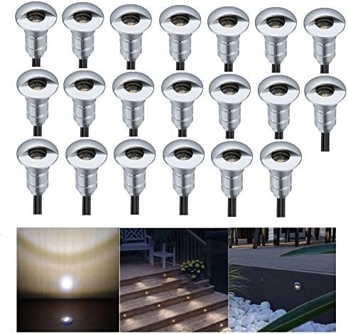 FVTLED Low Voltage LED Deck Step Stair Lights Outdoor Waterproof Aluminum Recessed Floor Stairways Patio Path Garden Yard Decoration Landscape Lighting, 20pcs Warm White, LED Pathway Light